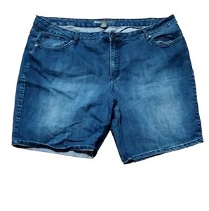 Avenue Denim 26 Shorts Denim Jeans Bermuda Woman Med Medium Blue Faded Stretch d